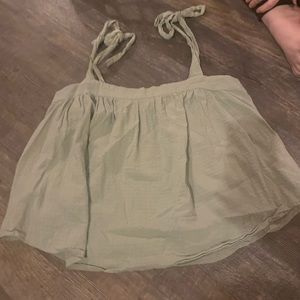 Light green tank top shirt with tie sleeves. Size XL